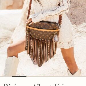 Designer Brown Fringe Crossbody Bag